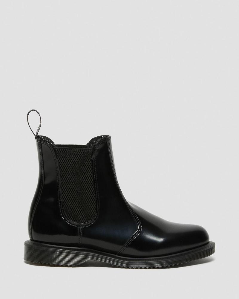 Dr Martens Flora Smooth Leren Enkellaars Dames Zwart | NL 705PJJ